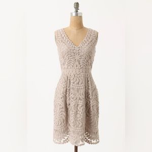 ANTHROPOLOGIE by YOANA BARASCHI Beige Veiled Alder lace Dress Size 8